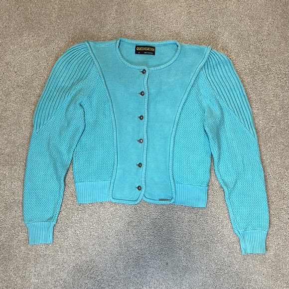 Geiger of Austria blue knit button down cardigan S - Picture 3 of 13